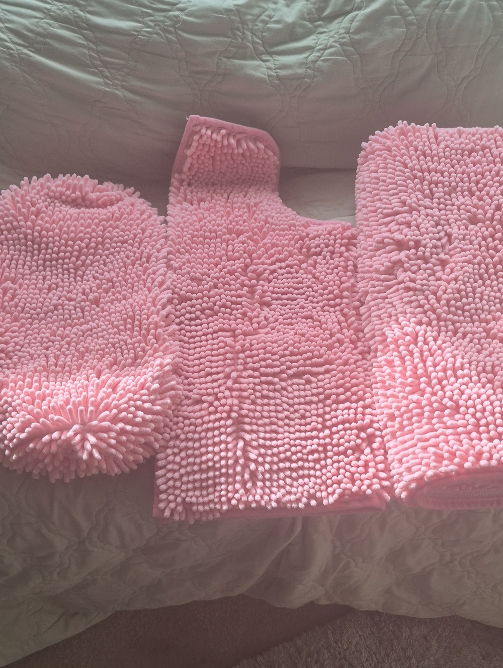 3pc Bath Set Pink Chenille